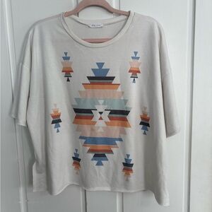 ⭐️$4 when bundled- Western Print Cream Boutique Top